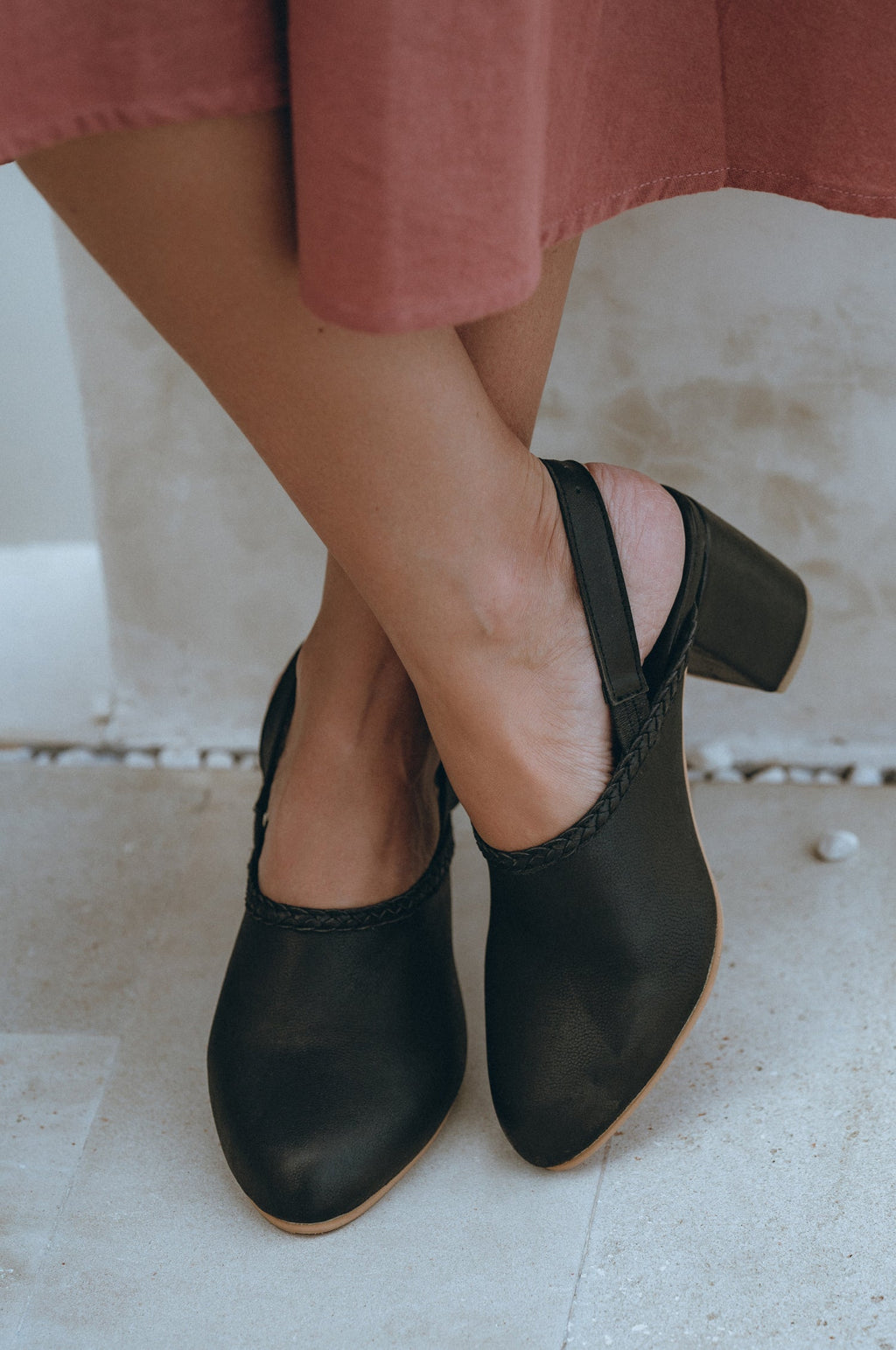 Savage Leather Slingback Heels by Bali Lane