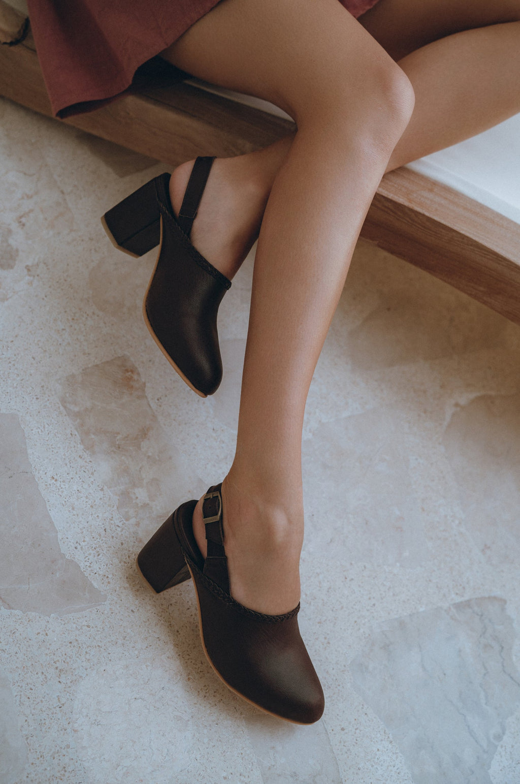 Savage Leather Slingback Heels by Bali Lane