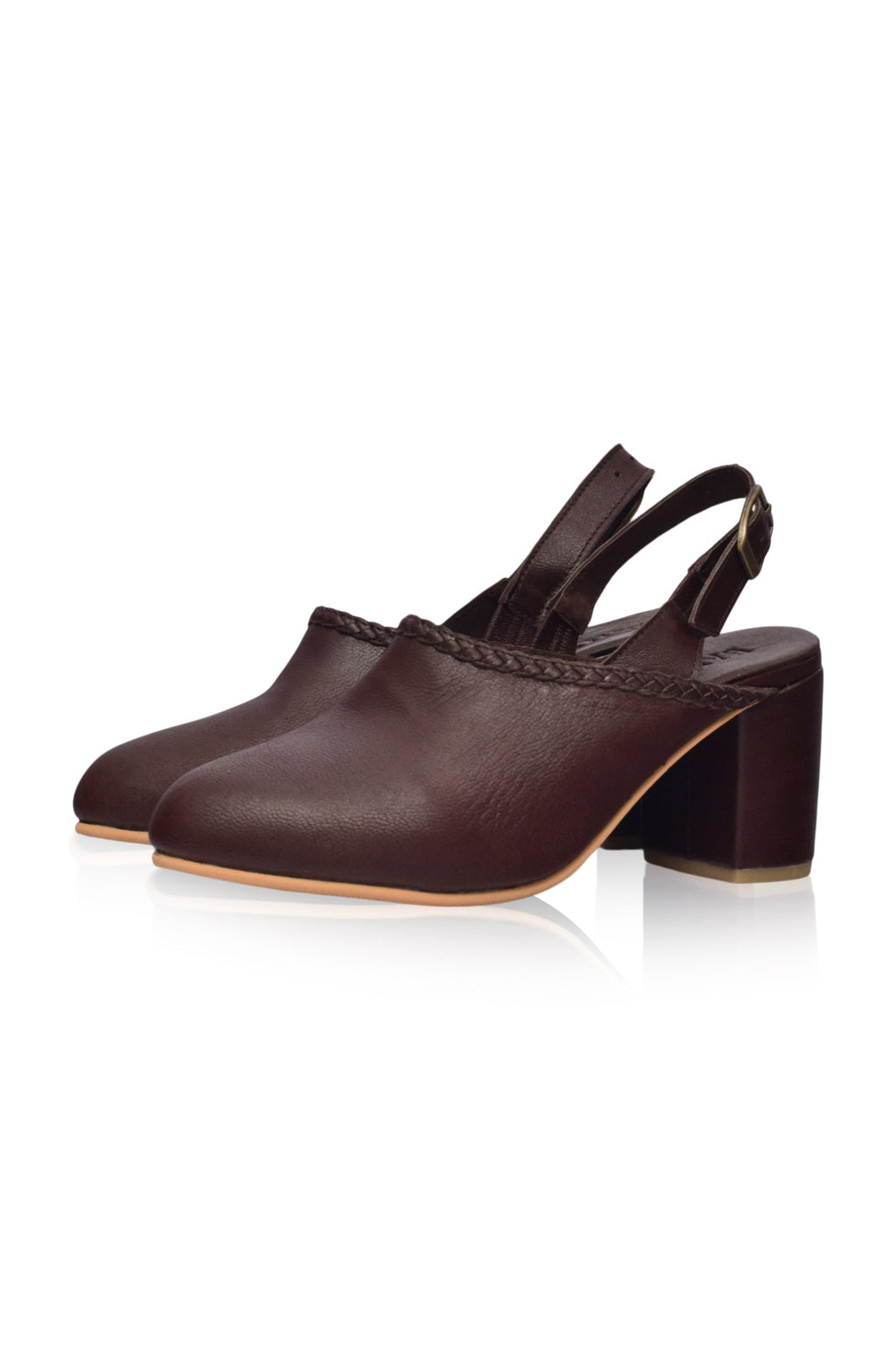 Savage Leather Slingback Heels by Bali Lane