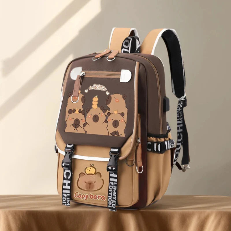 Cute Capybara Buddies Backpack With Pencil Case