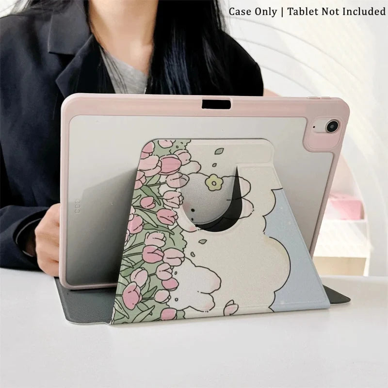 Kawaii Tulips & Bunnies iPad Case