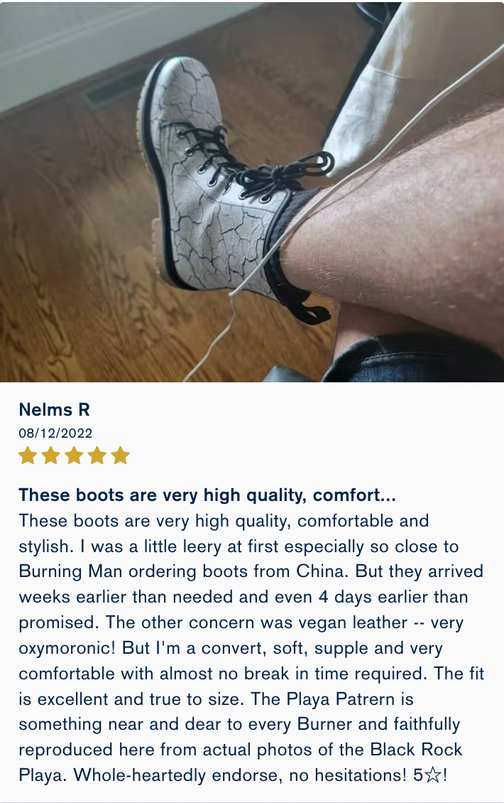 Black Rock Desert Memory Foam Boots | All Season Lace Up Boot | Comfortable Burning Man Boots by Manifestie