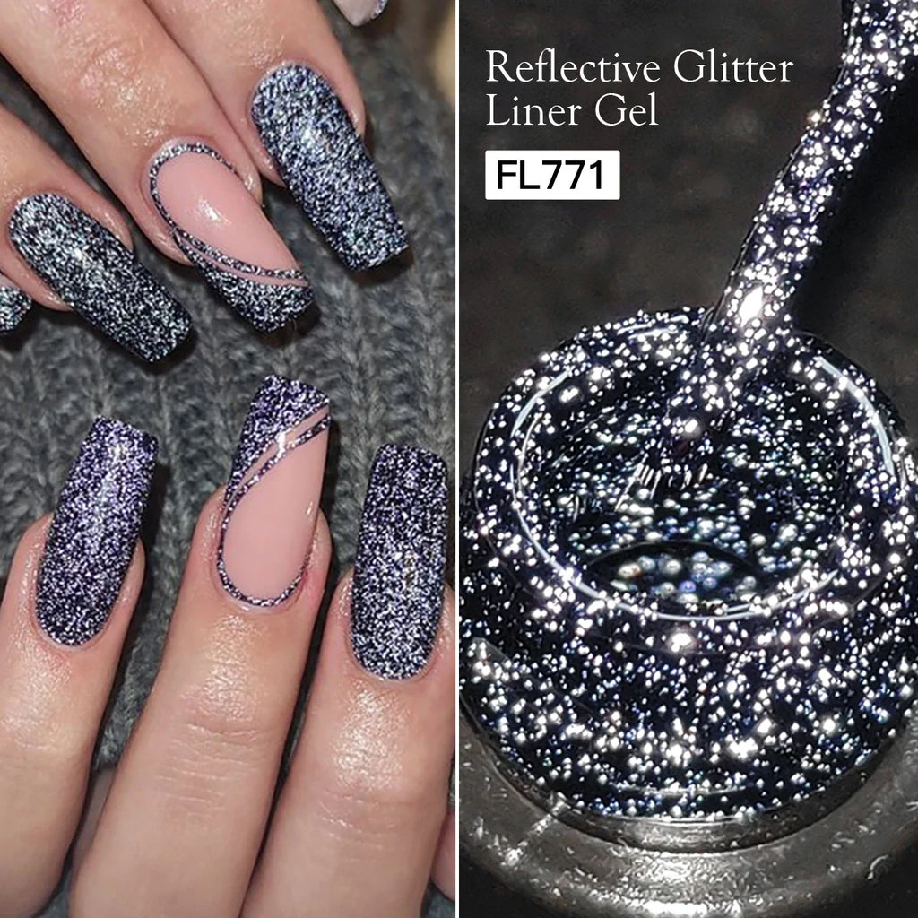 FOUR LILY 5ml Reflective Glitter Liner Nail Gel Polish Gold Silver Red Sparkling Nail Supplies UV/LED Varnish Painting Gel