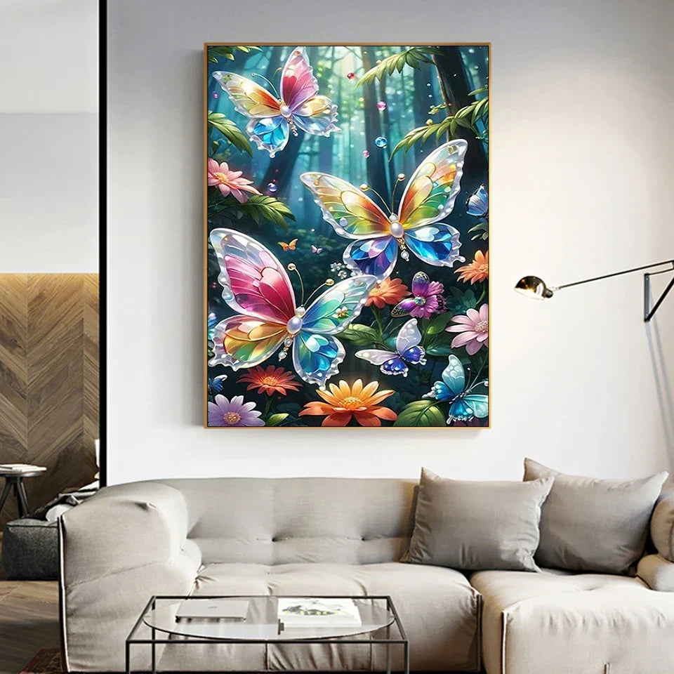 MomoArt Diamond Embroidery Butterfly Full Square Round Diamond Painting Animal DIY Cross Stitch Mosaic Colorful Handicraft