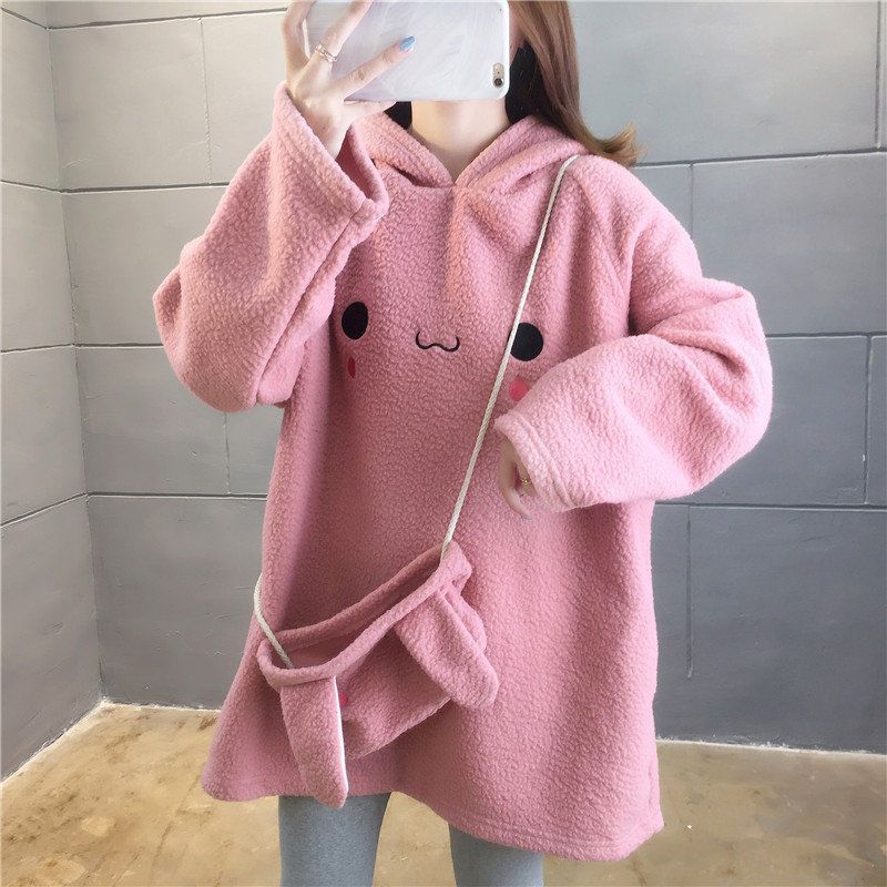 Kawaii Pink Loose Bunny Hoodie