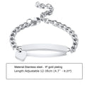Custom Personalized Name ID Bracelet Gilrs Boy Gifts, Stainless Steel Curb Chain Link Crown Bracelet Not Allergic