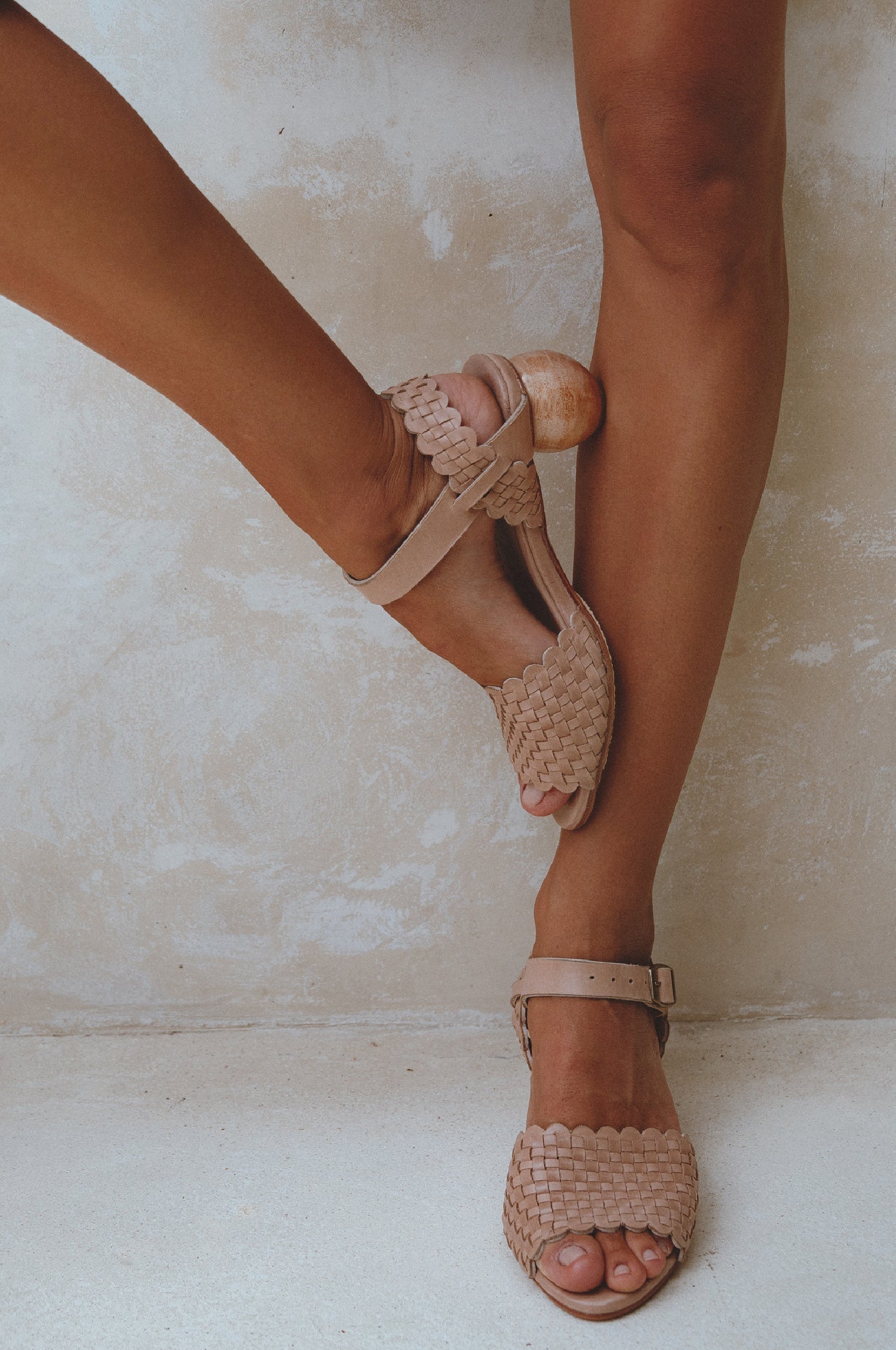 Sicily Wooden Heel Woven Sandals by Bali ELF