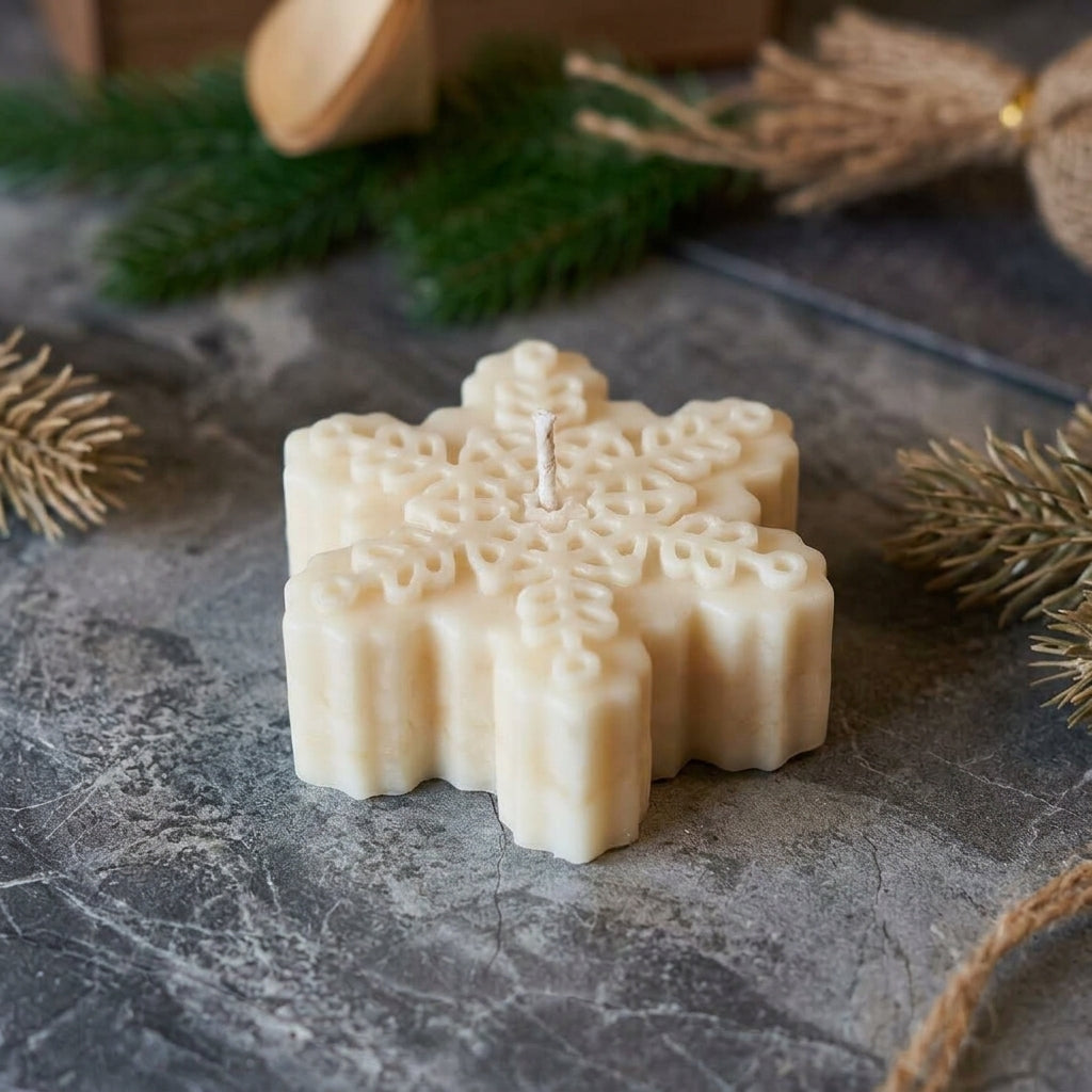 Snowflakes Handmade Candle - Festive Soy Wax Christmas Candle for Holiday Cheer