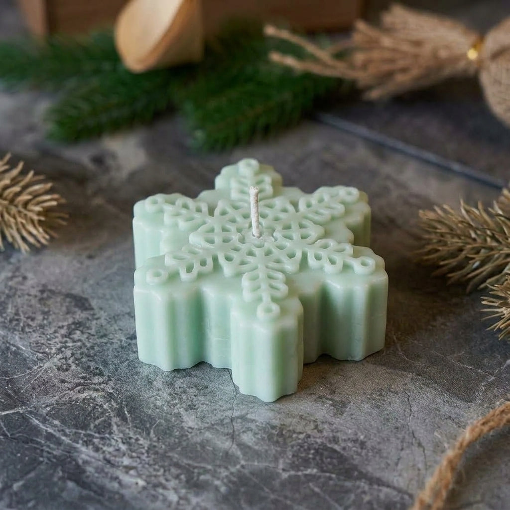 Snowflakes Handmade Candle - Festive Soy Wax Christmas Candle for Holiday Cheer