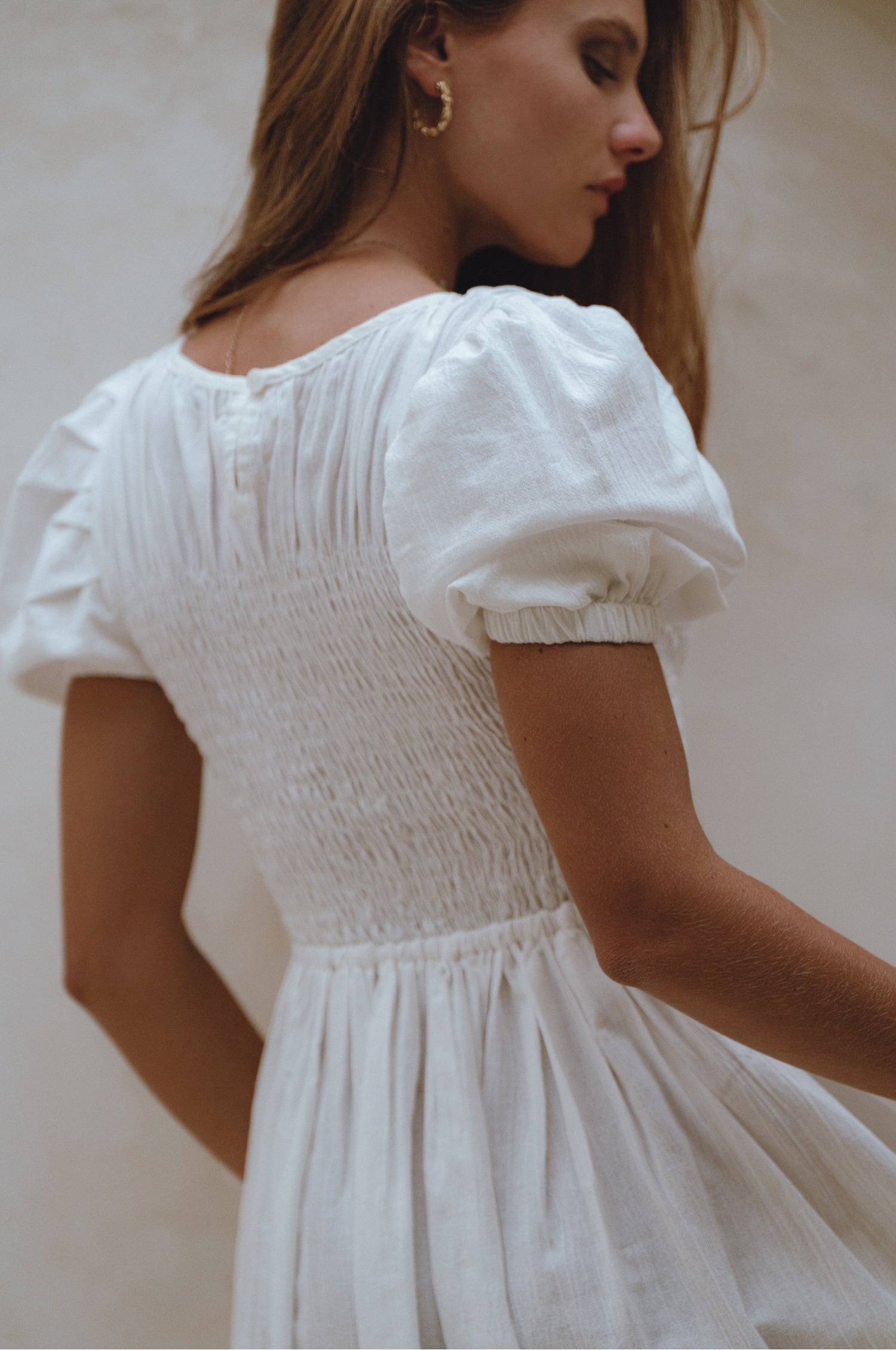 Sophie Smocked Linen Midi Dress by Bali Lane