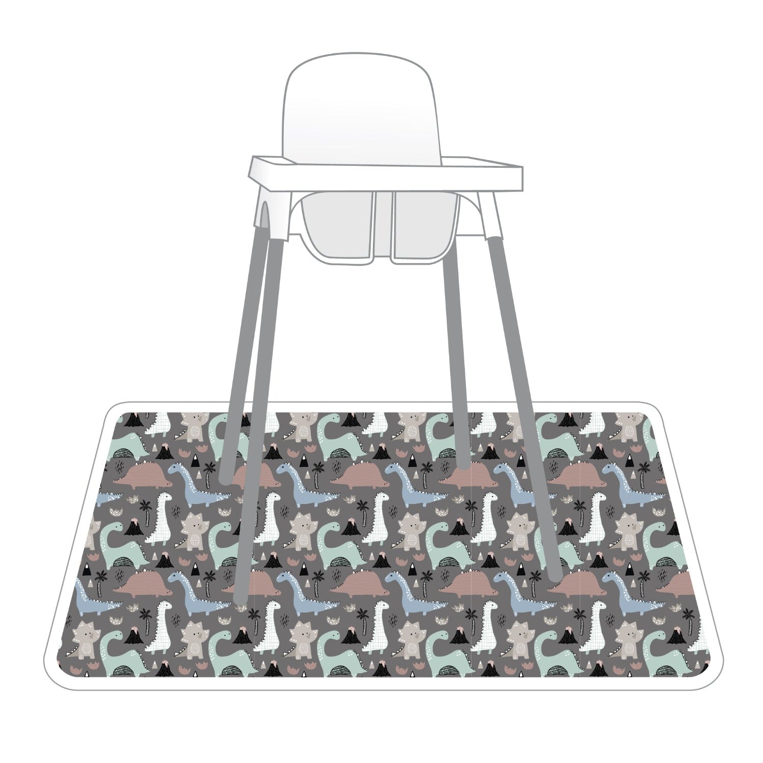 Dinosaur Drawing Splash Mat - A Waterproof Catch-All for Highchair Spills and More! by BapronBaby