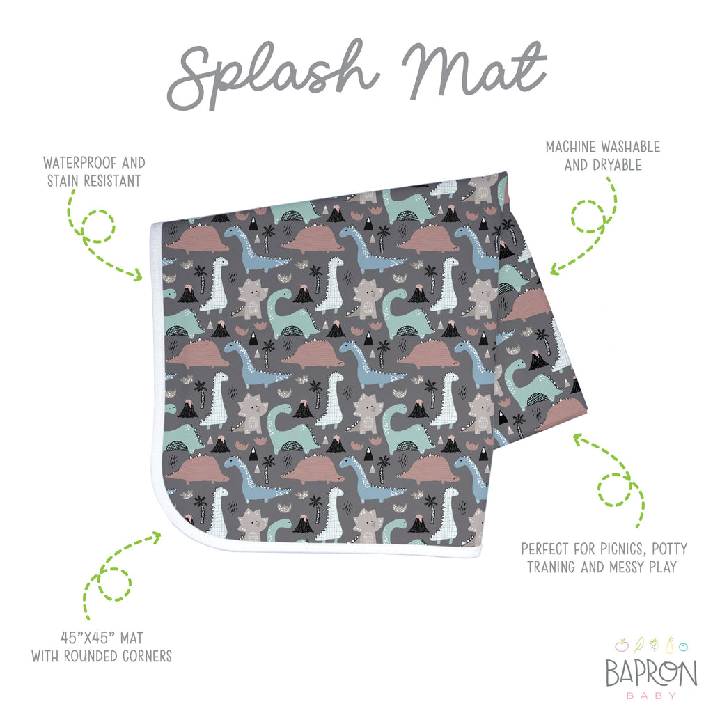 Dinosaur Drawing Splash Mat - A Waterproof Catch-All for Highchair Spills and More! by BapronBaby