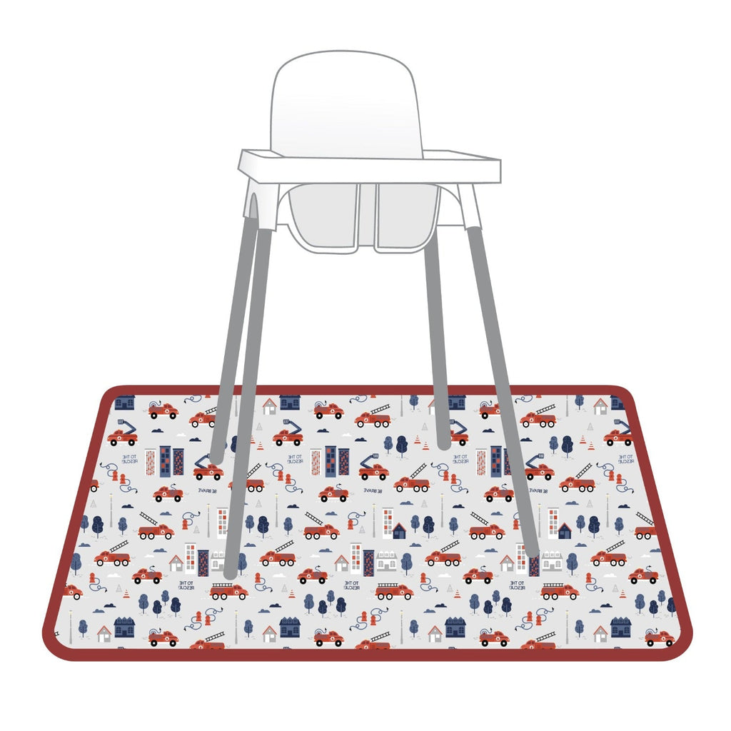 Be Brave - Firefighter Splash Mat - A Waterproof Catch-All for Highchair Spills and More! by BapronBaby