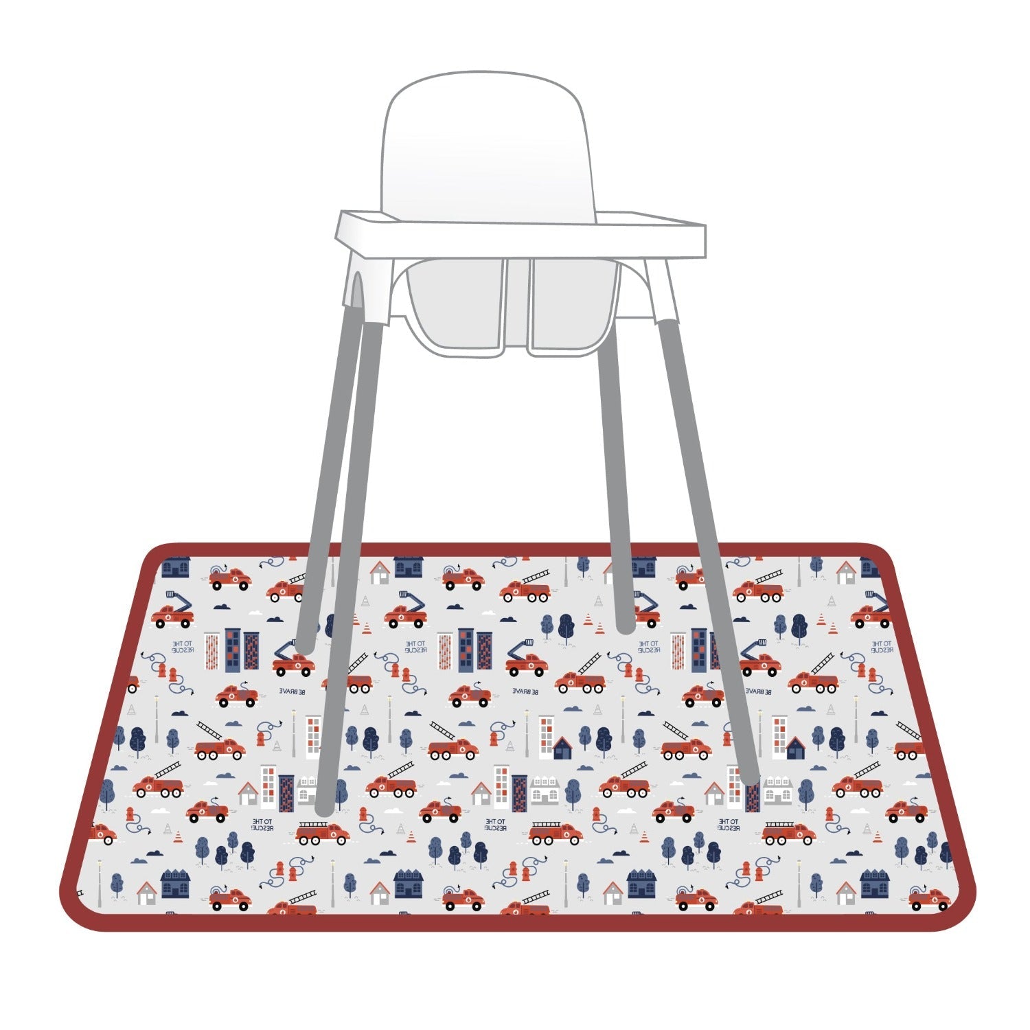 Be Brave - Firefighter Splash Mat - A Waterproof Catch-All for Highchair Spills and More! by BapronBaby