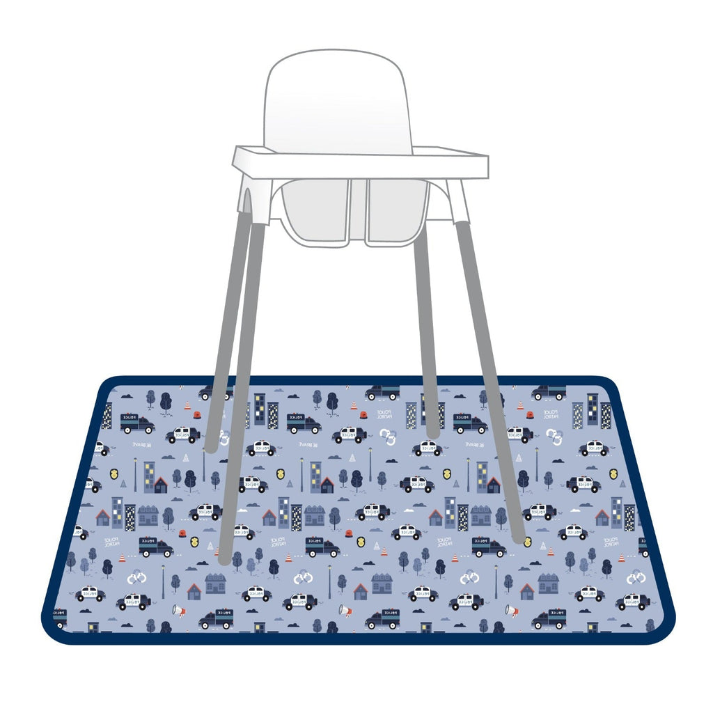 Be Brave - Police Patrol Splash Mat - A Waterproof Catch-All for Highchair Spills and More! by BapronBaby