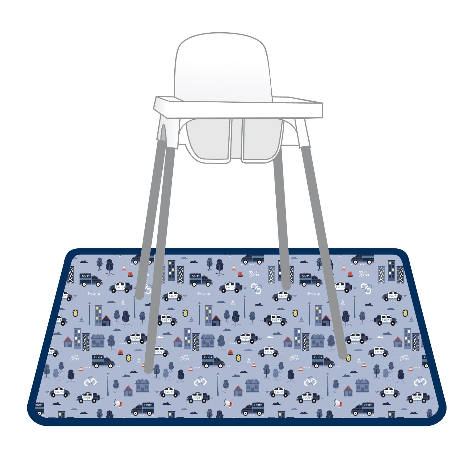 Be Brave - Police Patrol Splash Mat - A Waterproof Catch-All for Highchair Spills and More! by BapronBaby
