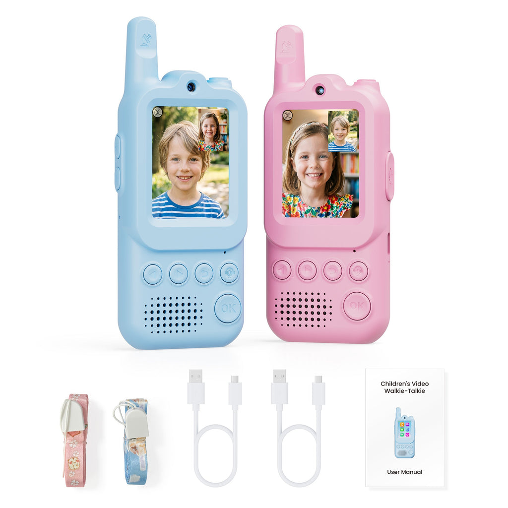 Contixo TK2 Kids Video Walkie Talkies With Camera (2 Pack) – 2.0” Screen Video Intercom, Voice & Photo Messaging, Kids 2-Way Radio With Emojis & Games, Rechargeable 2.4G Walkie Talkies for Boys & Girls Ages 3+