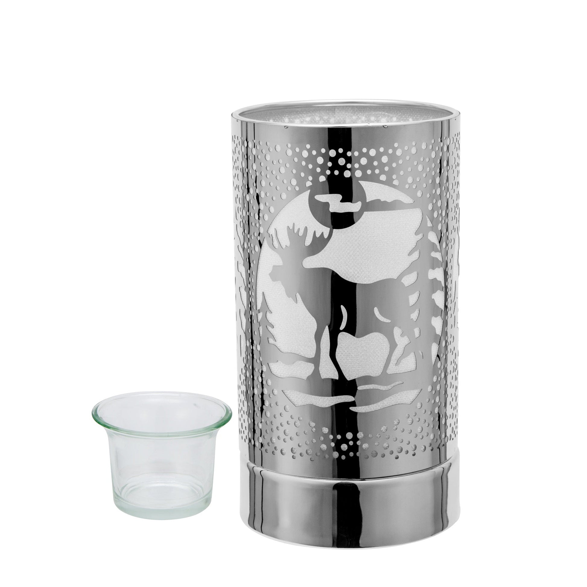 7" touch lamp-Fragrance Wax Melts Warmer -Electric Candle Essential Oil Burner-Metal Table Decor -Silver Moose - Peterson Housewares & Artwares