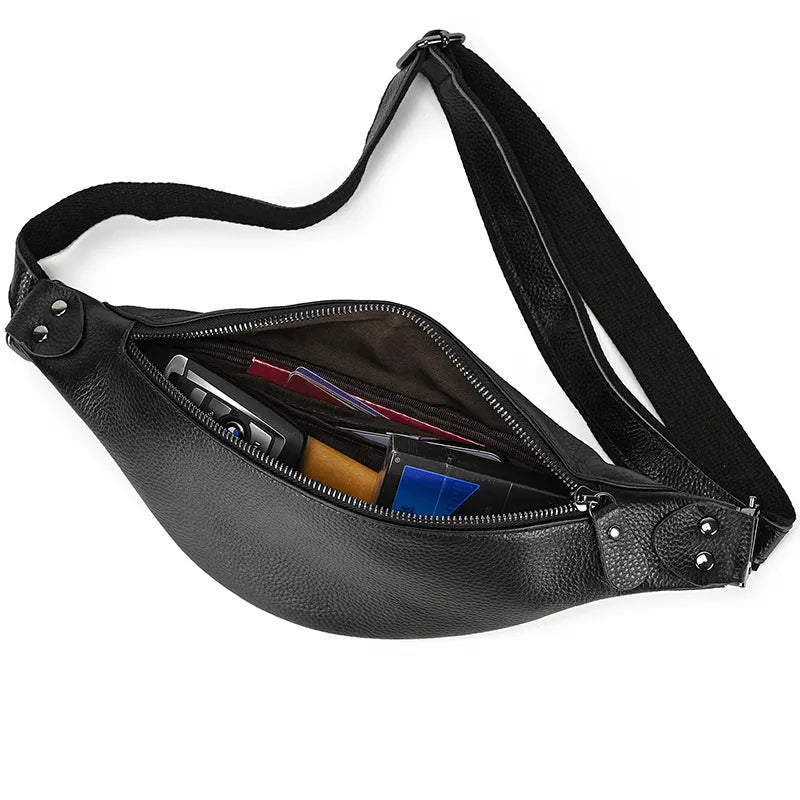 The Walcott Leather Waist Bag | Black Leather Fanny Pack by STEEL HORSE LEATHER
