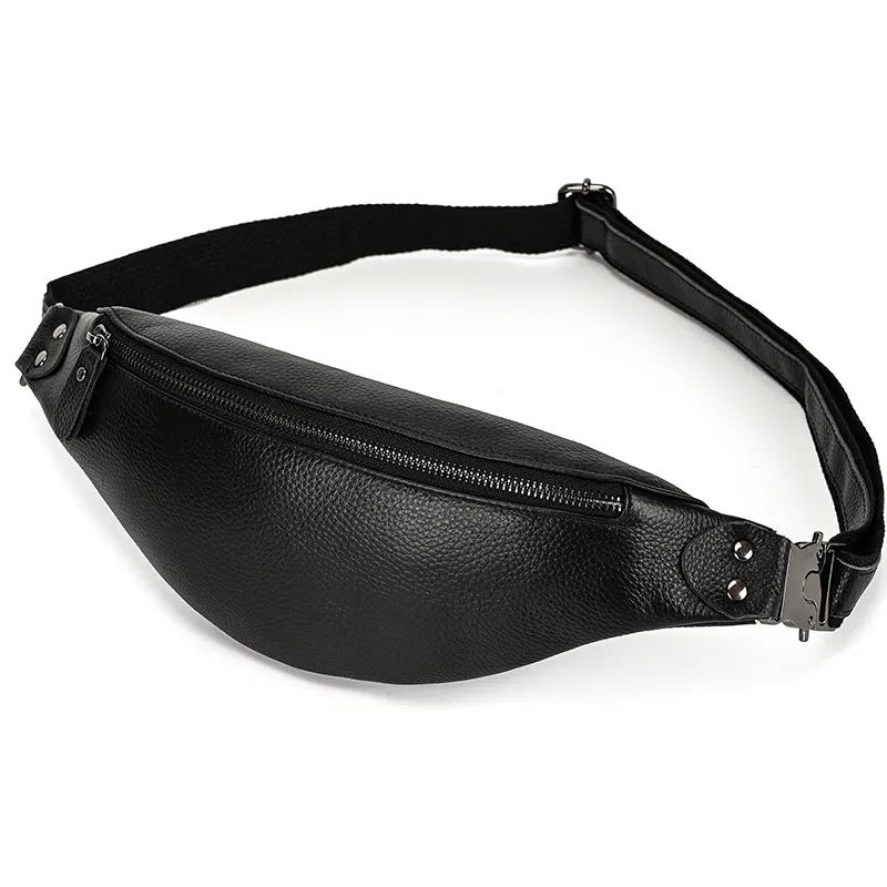 The Walcott Leather Waist Bag | Black Leather Fanny Pack by STEEL HORSE LEATHER