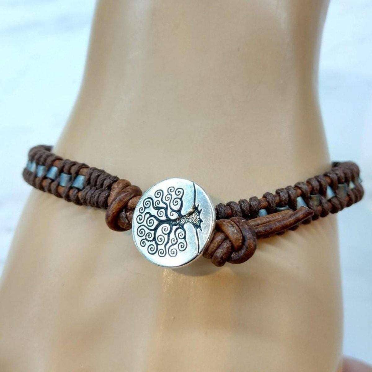 Handmade Tree of Life Leather Wrap Bracelet