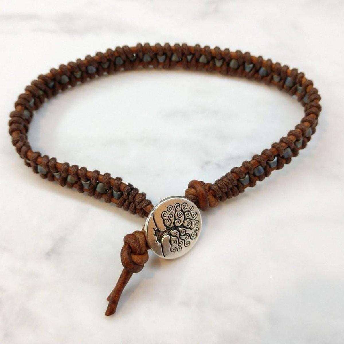 Handmade Tree of Life Leather Wrap Bracelet