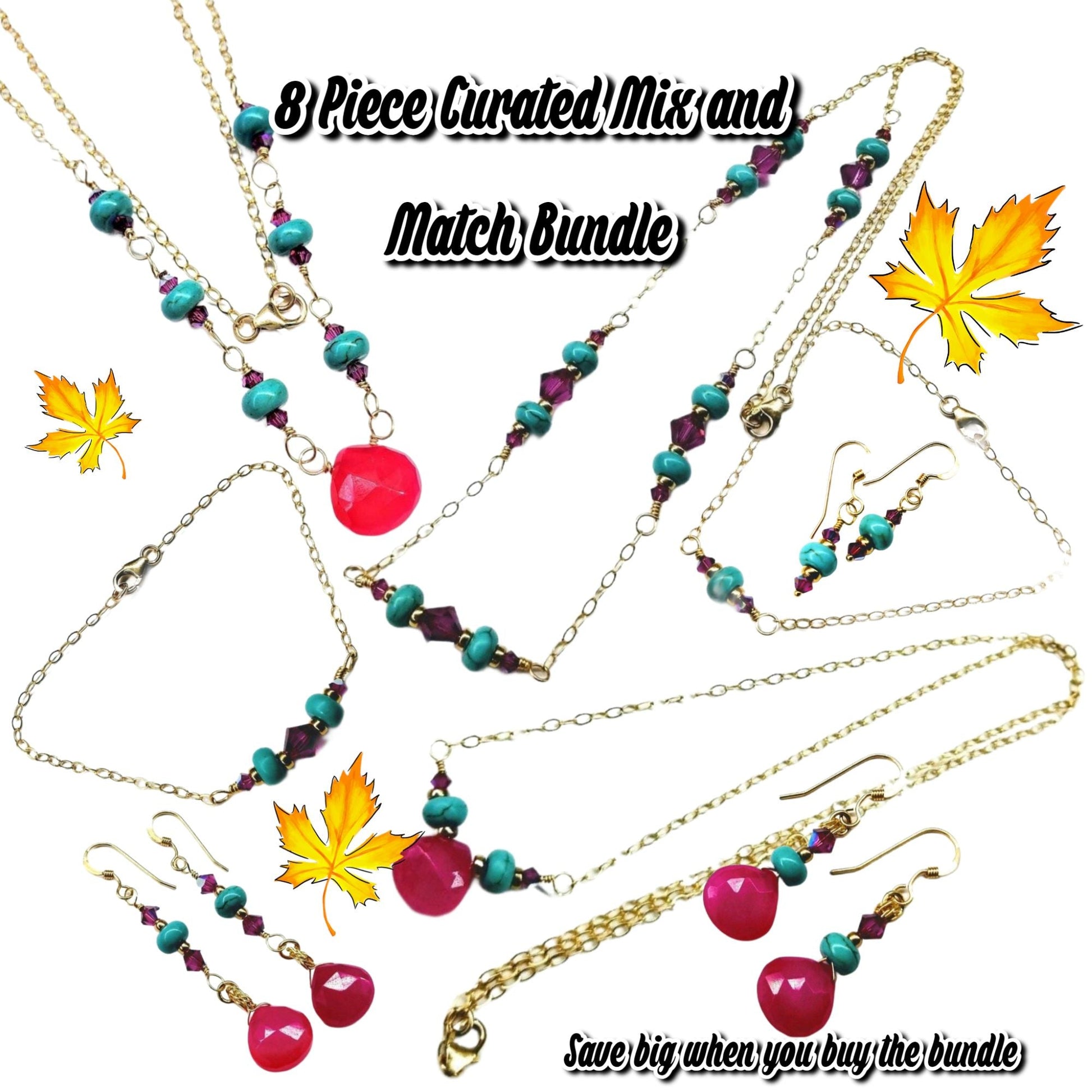8-Piece Pink & Turquoise Gemstone Jewelry Bundle Save 35%