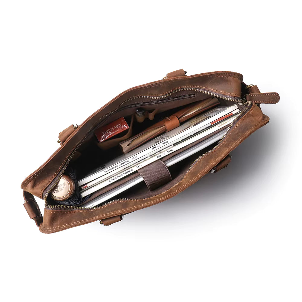 The Viggo Briefcase | Genuine Leather Messenger Bag by STEEL HORSE LEATHER