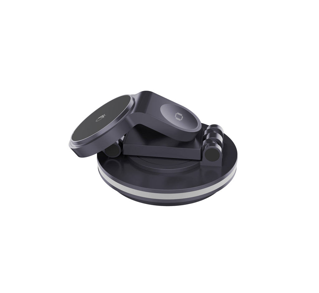 Foldable 4-in-1 Magnetic Wireless Charging Station with 7-Color Night Light for iPhone, Apple Watch & AirPods by Infinite Basics