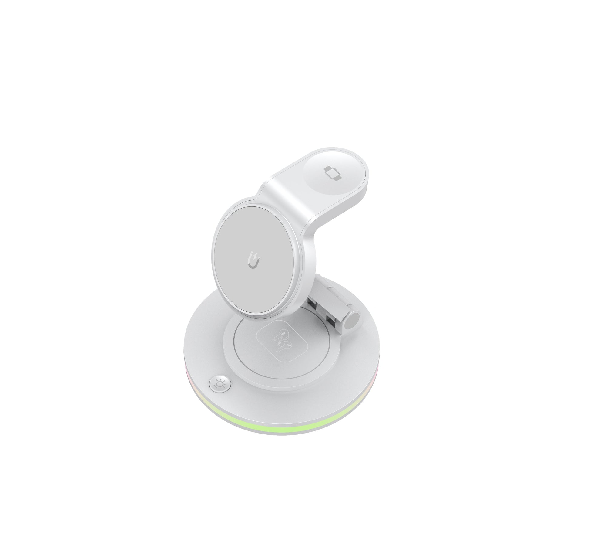 Foldable 4-in-1 Magnetic Wireless Charging Station with 7-Color Night Light for iPhone, Apple Watch & AirPods by Infinite Basics