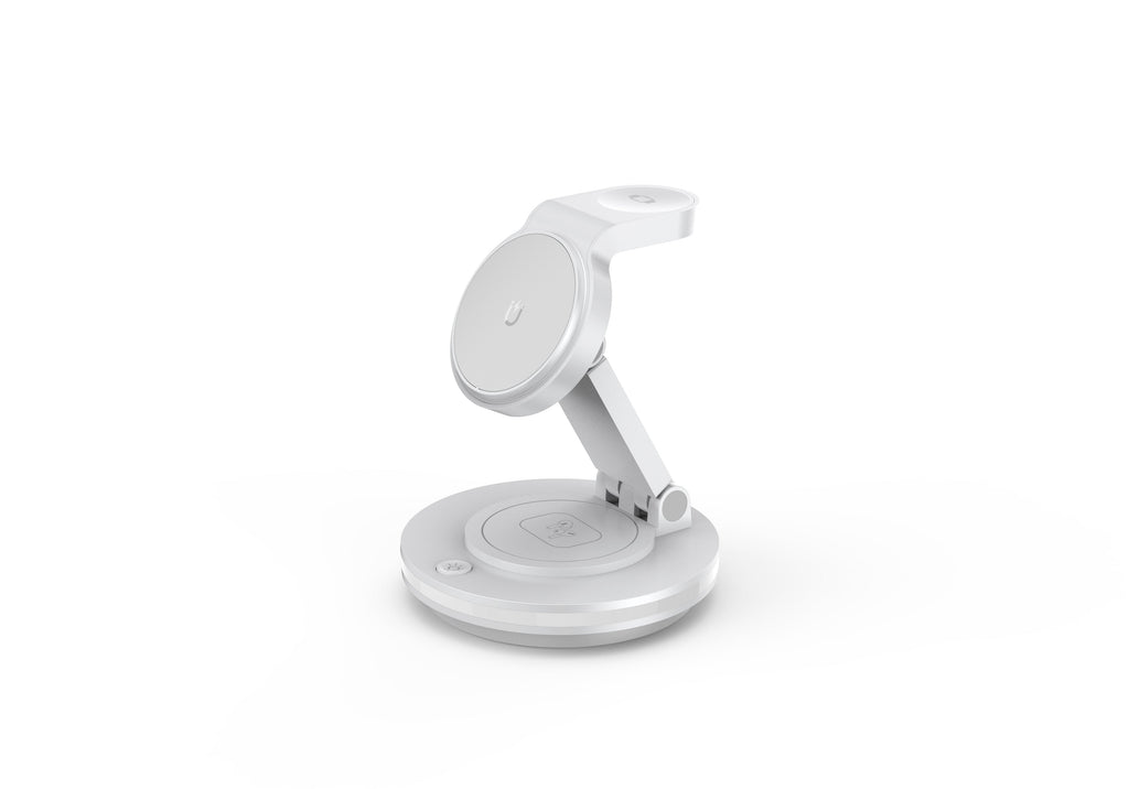 Foldable 4-in-1 Magnetic Wireless Charging Station with 7-Color Night Light for iPhone, Apple Watch & AirPods by Infinite Basics