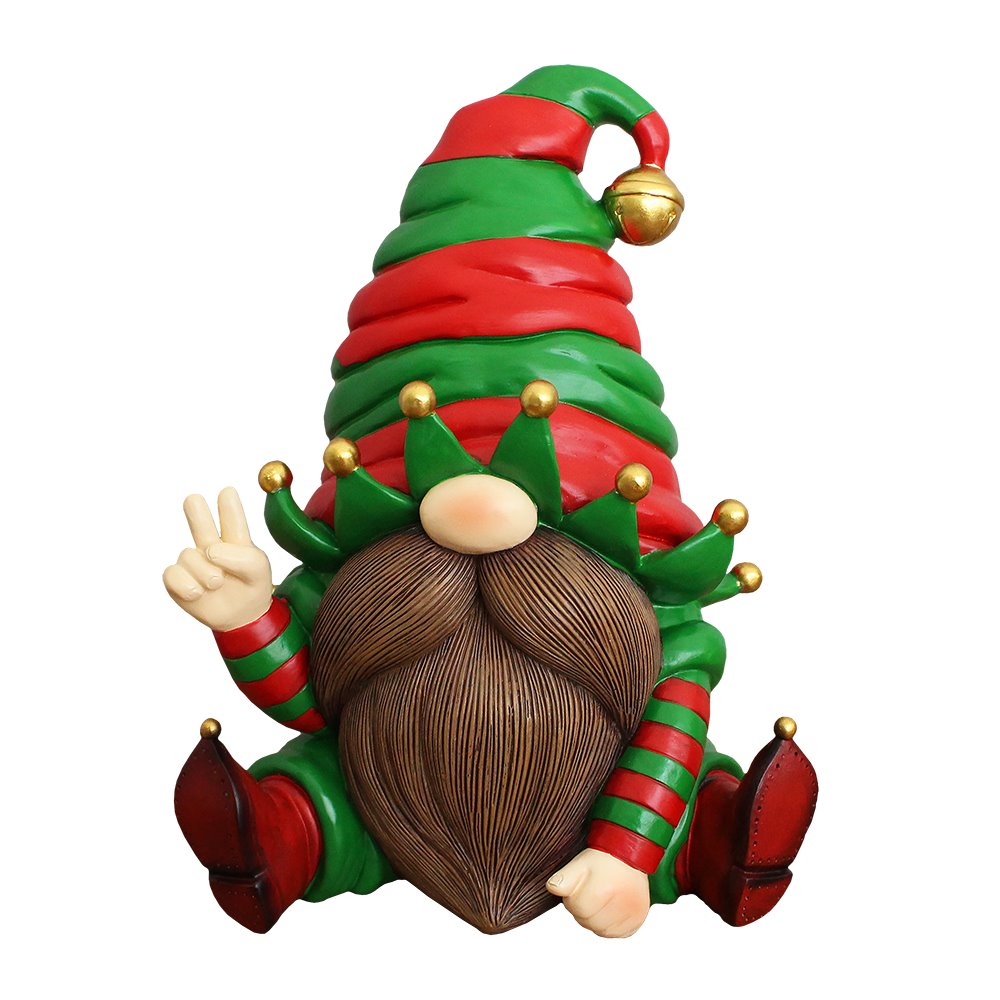Cheerful Elf Gnome Festive Figurine, 8" Christmas Garden Statue Resin Statues OrnamentallyYou 
