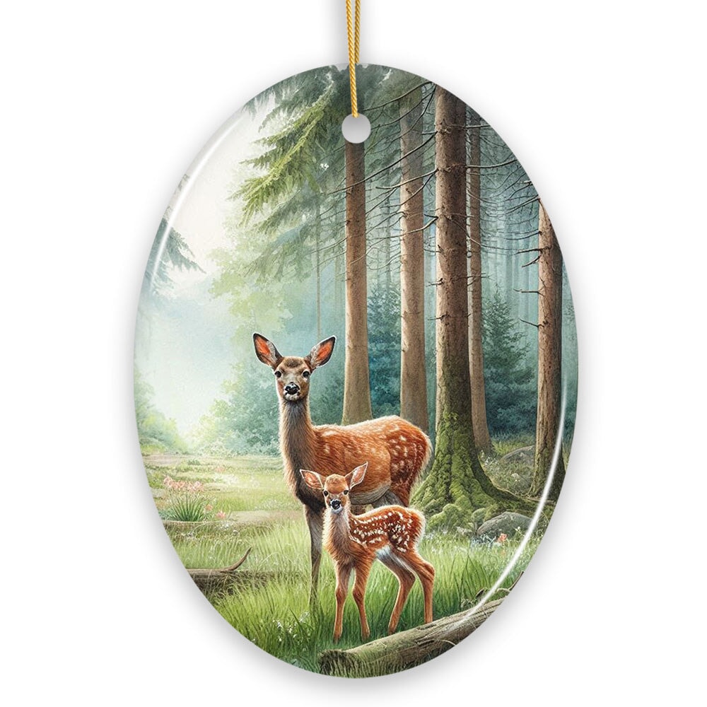 Bambi's Magical Forest Ornament, A Christmas Tribute to Woodland Friends Ceramic Ornament OrnamentallyYou 