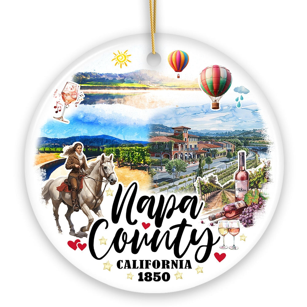 Artistic Scenery Napa County Ceramic Ornament, California Vineyards and Tourist Christmas Souvenir Ceramic Ornament OrnamentallyYou 