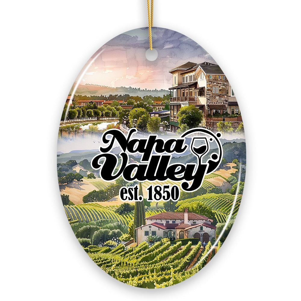 Beautiful Napa Valley Ceramic Ornament, California's World Class Vineyards and Wineries Christmas Gift Ceramic Ornament OrnamentallyYou 
