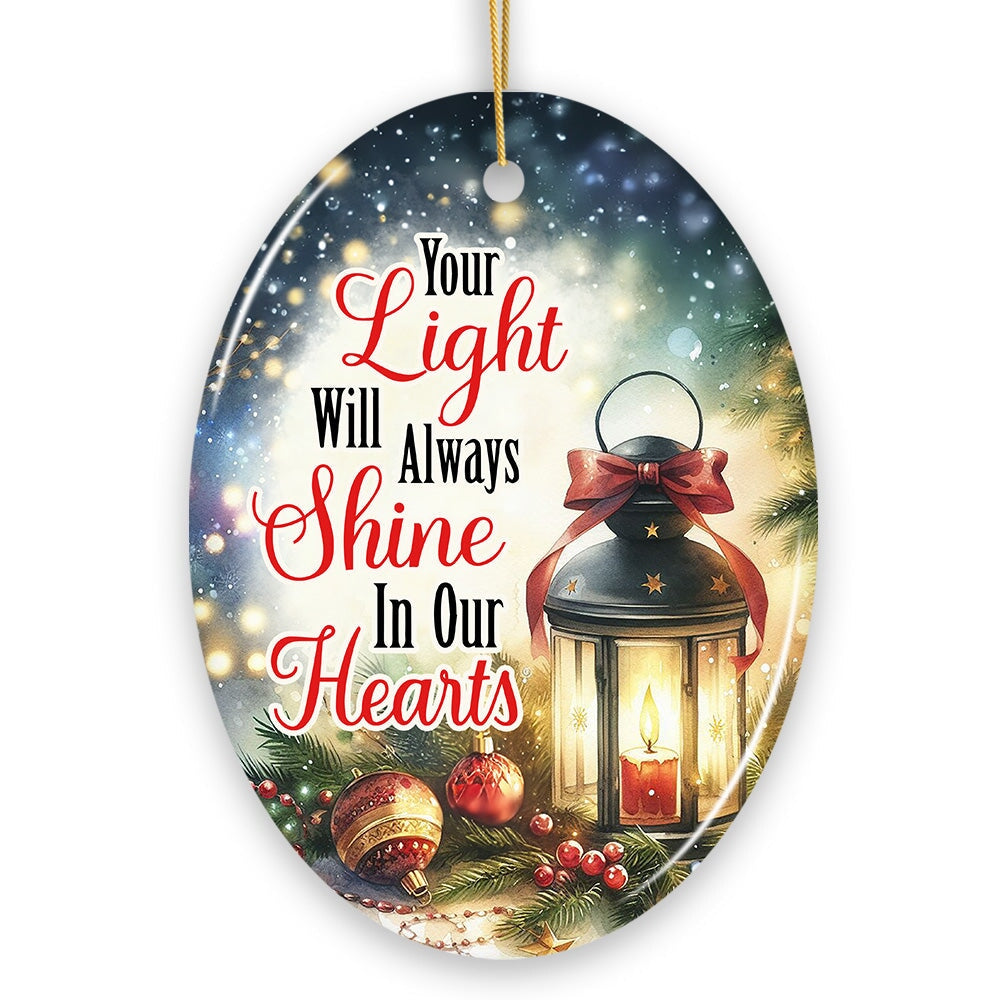 Christmas Lantern Light in Our Heart Ornament, Eternal Shine Memorial Gift Ceramic Ornament OrnamentallyYou 