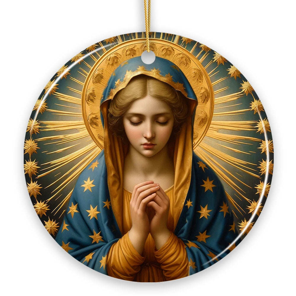 Praying Virgin Mary Ceramic Ornament, Religious Painting Christmas Decoration Souvenir Ceramic Ornament OrnamentallyYou 