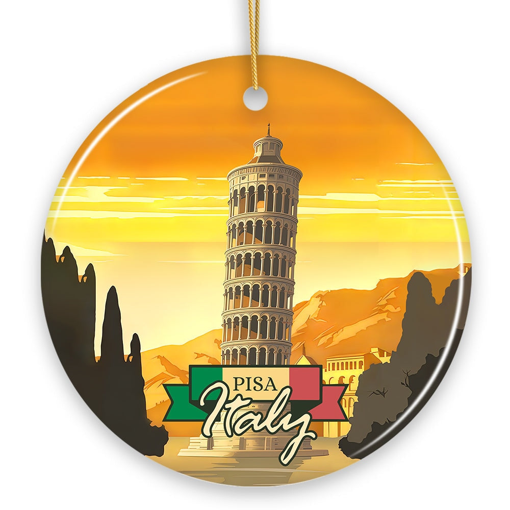 Sunset in Pisa Italy Vintage Art Souvenir Ceramic Christmas Ornament Ceramic Ornament OrnamentallyYou 