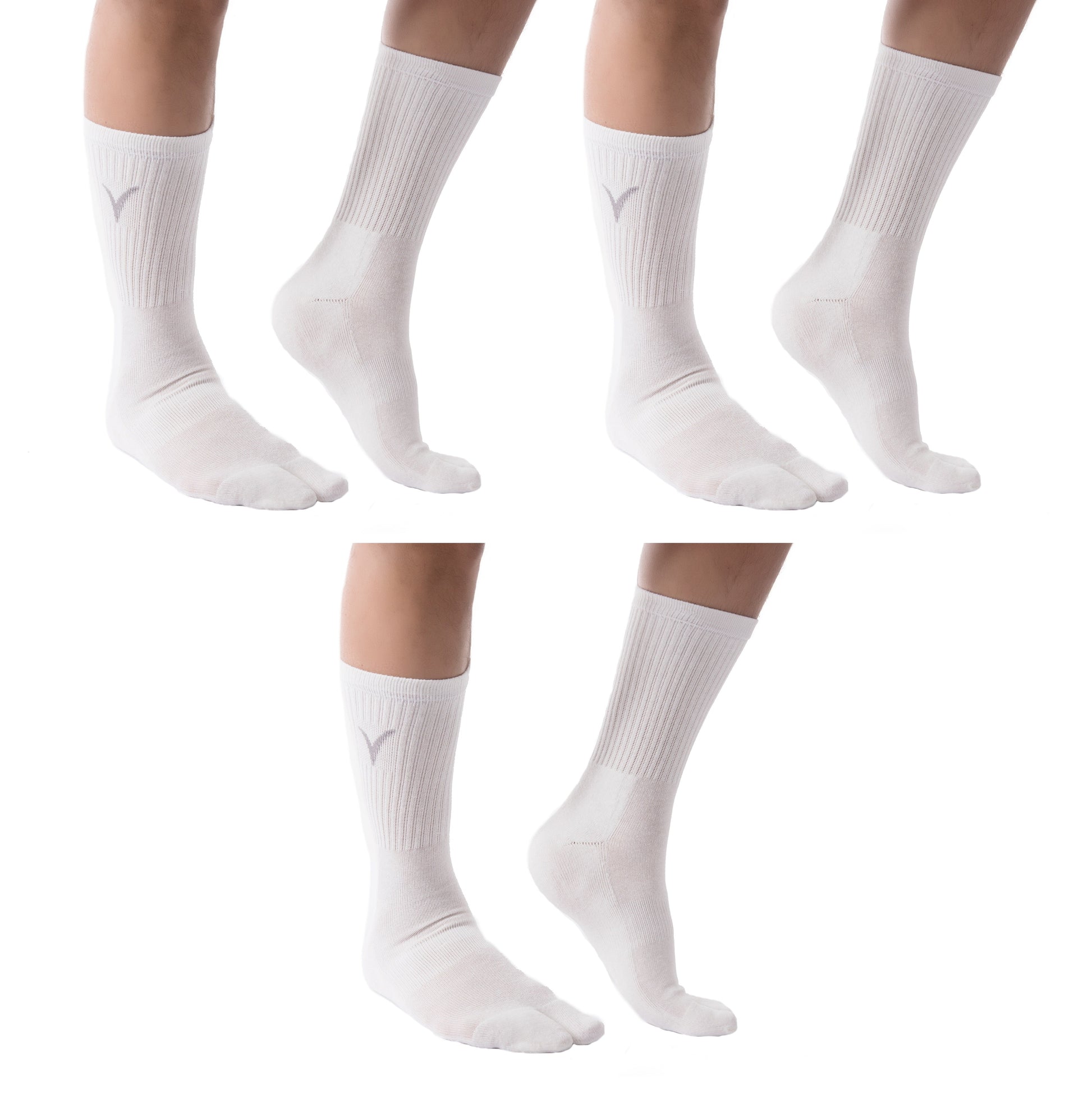 3 Pairs V-Toe White V Toe Flip-Flop Tabi Big Toe Crew Socks Comfortable Stylish For Men And Women Fun Socks by V-Toe Split-Toe Socks