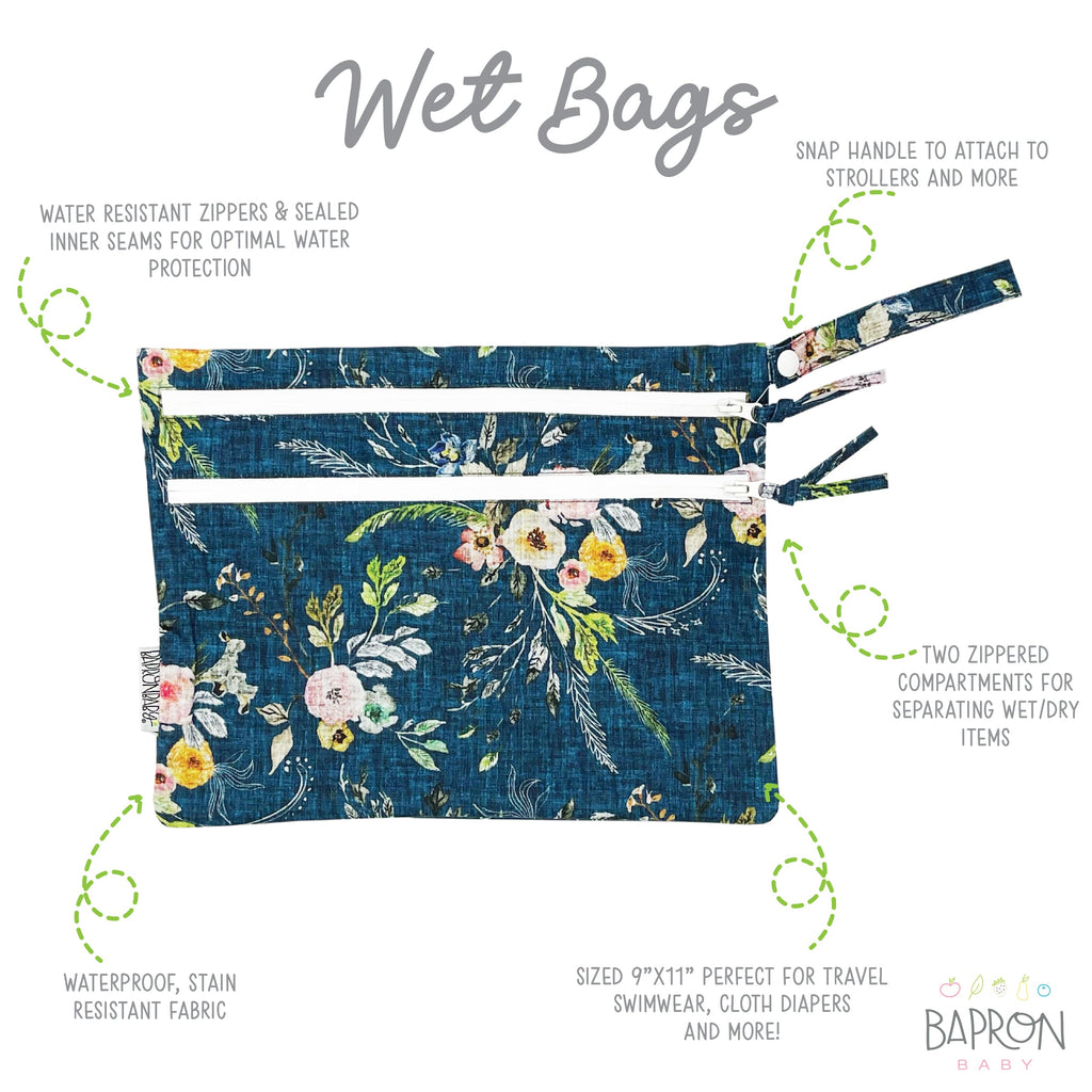 Boho Floral - Waterproof Wet Bag (For mealtime, on-the-go, and more!) by BapronBaby