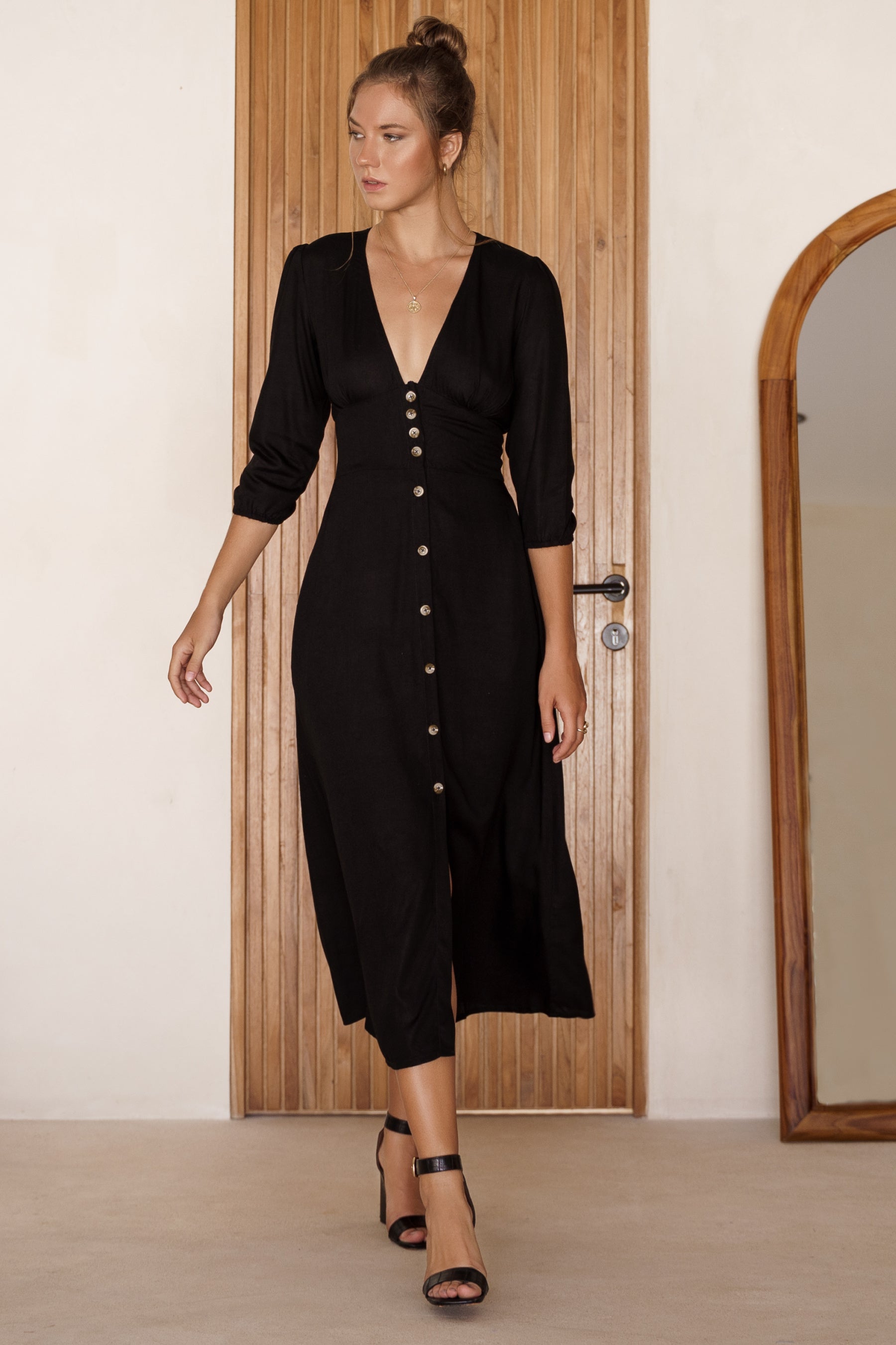 Whisper Light Button up Midi Dress by Bali ELF