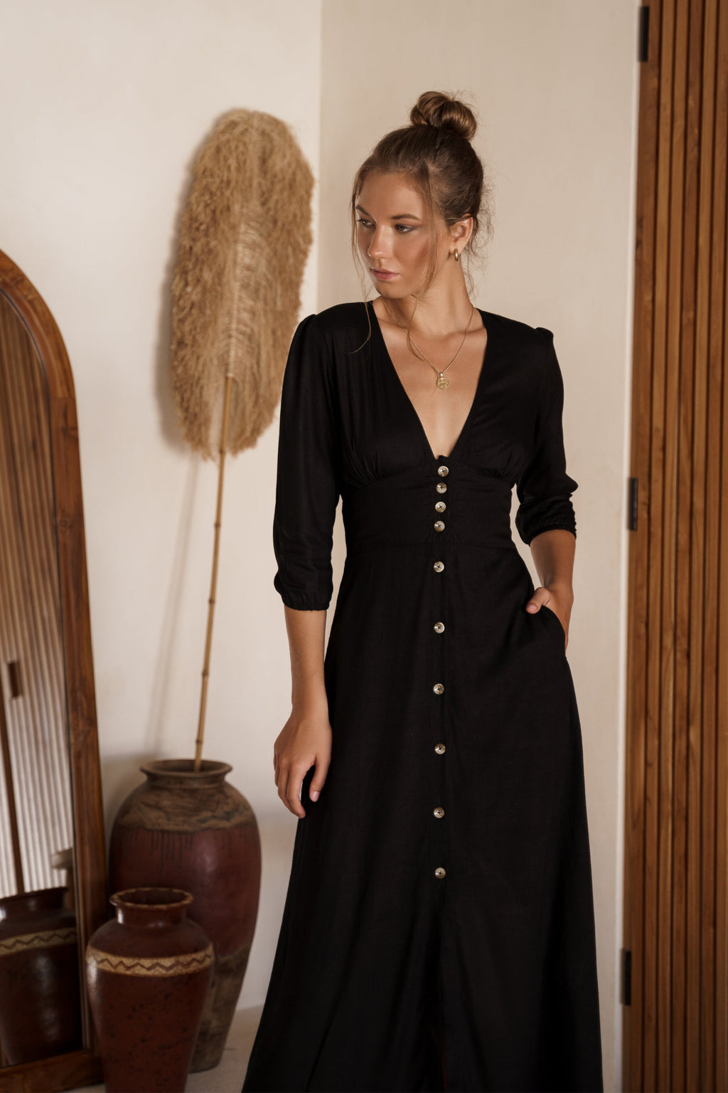 Whisper Light Button up Midi Dress by Bali ELF