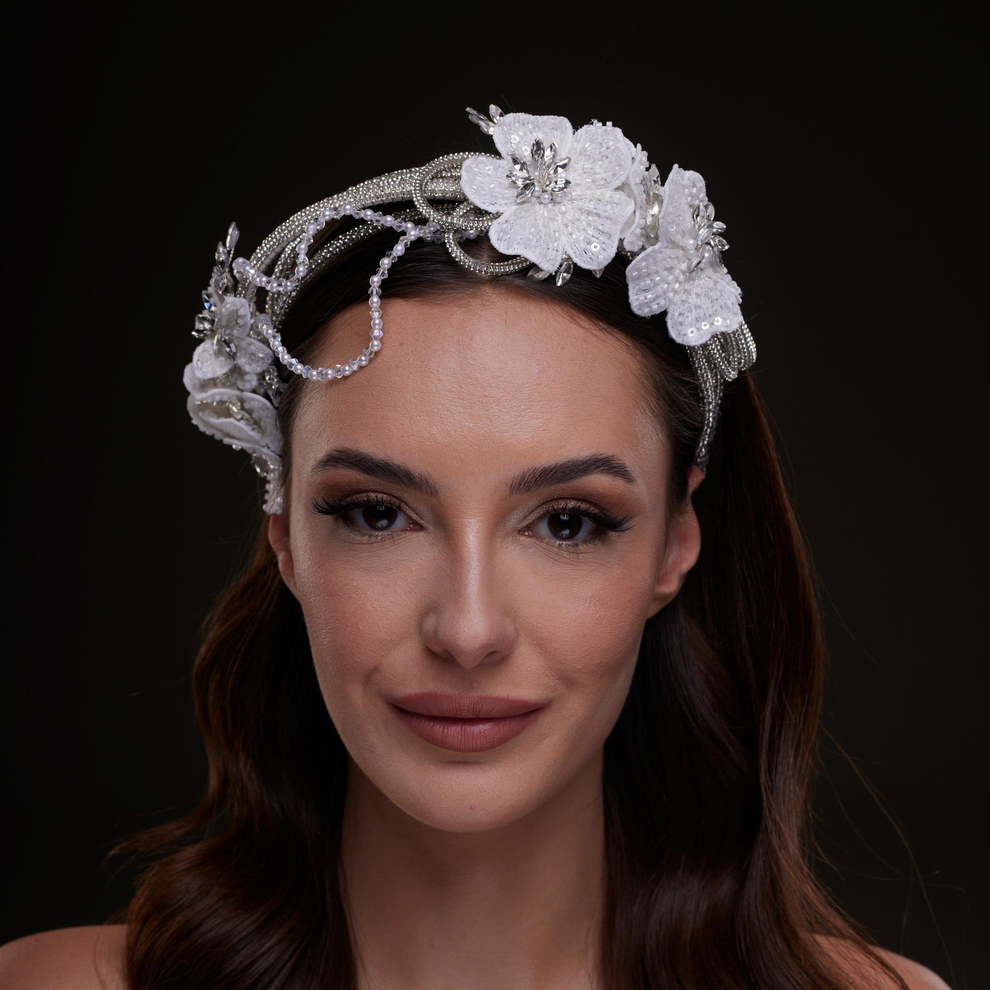 White Sequin Floral Hair Band