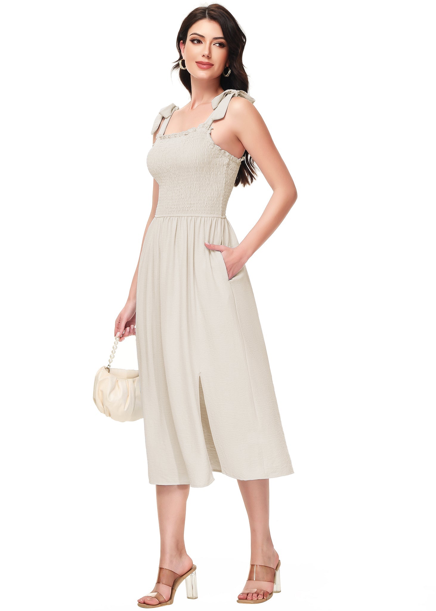 Boho Summer Smocked Midi Dress