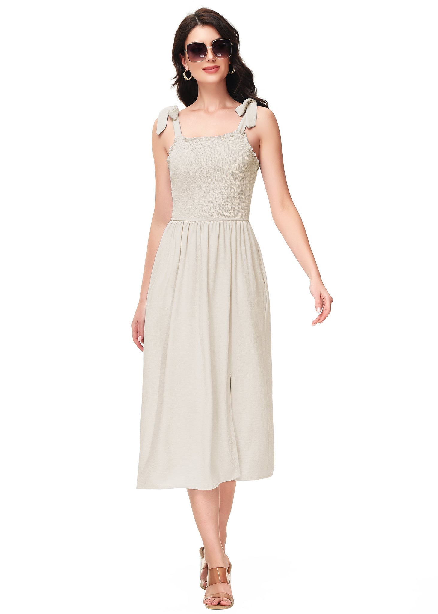 Boho Summer Smocked Midi Dress