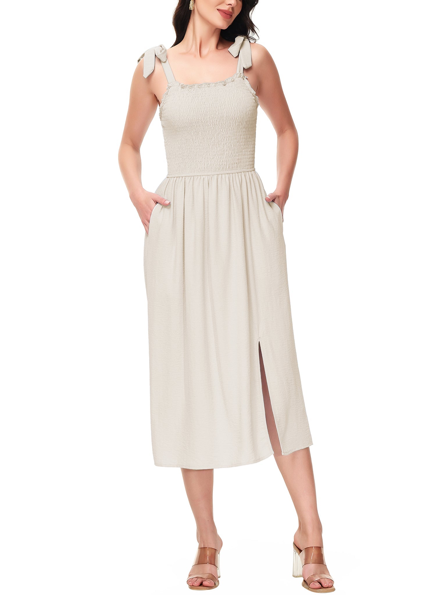 Boho Summer Smocked Midi Dress