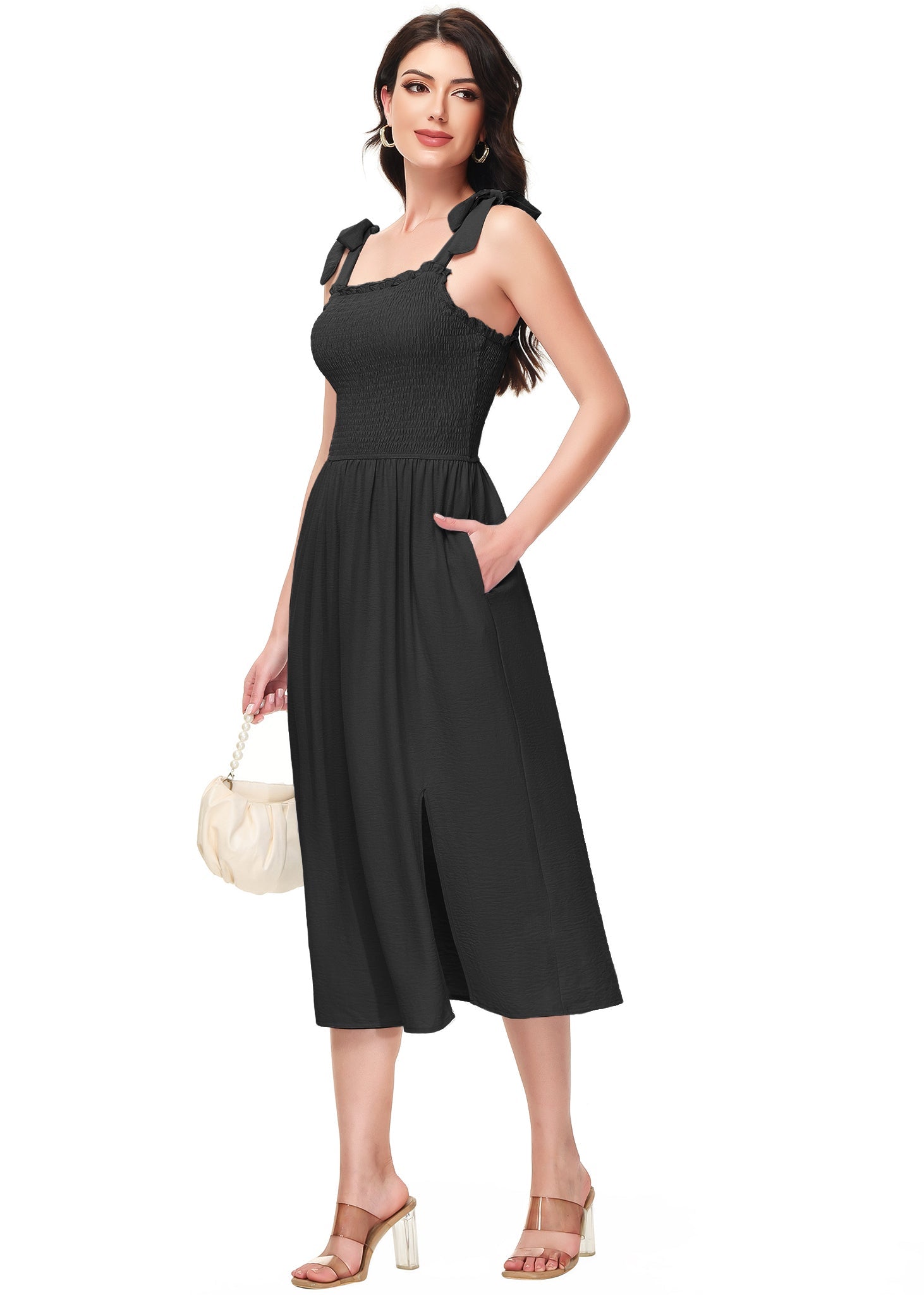 Boho Summer Smocked Midi Dress