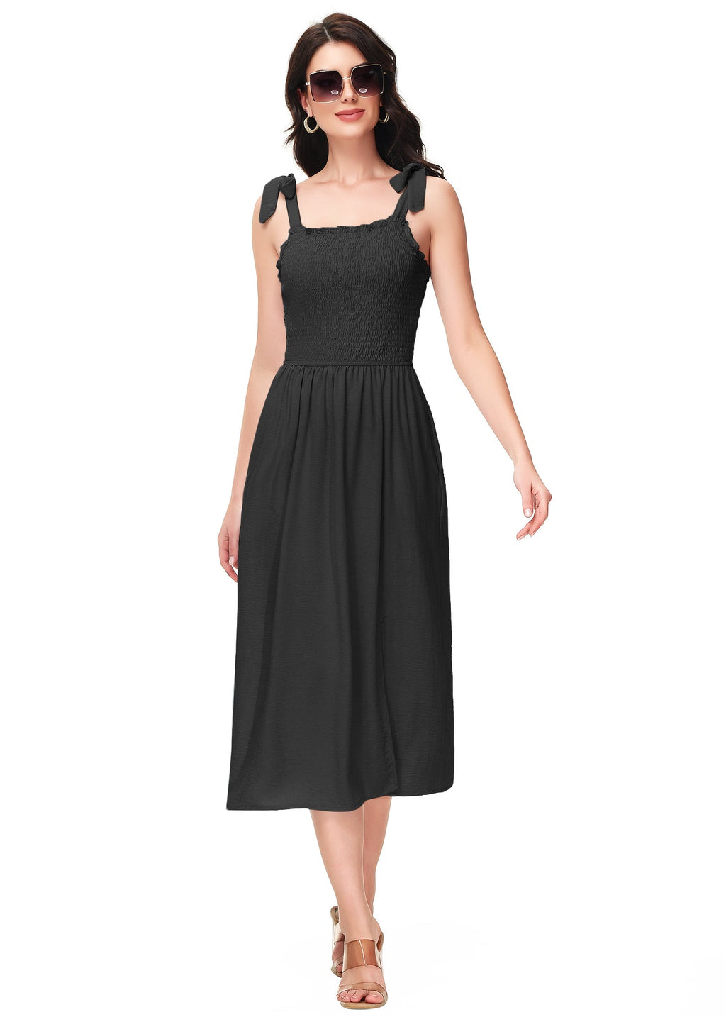 Boho Summer Smocked Midi Dress