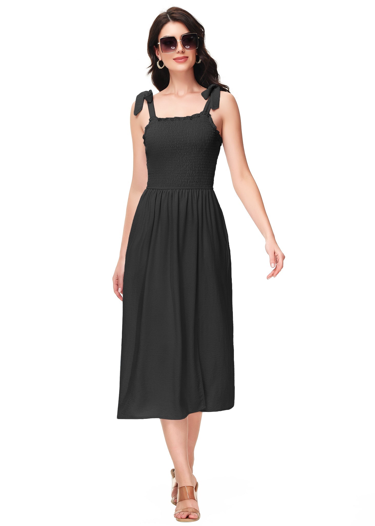 Boho Summer Smocked Midi Dress