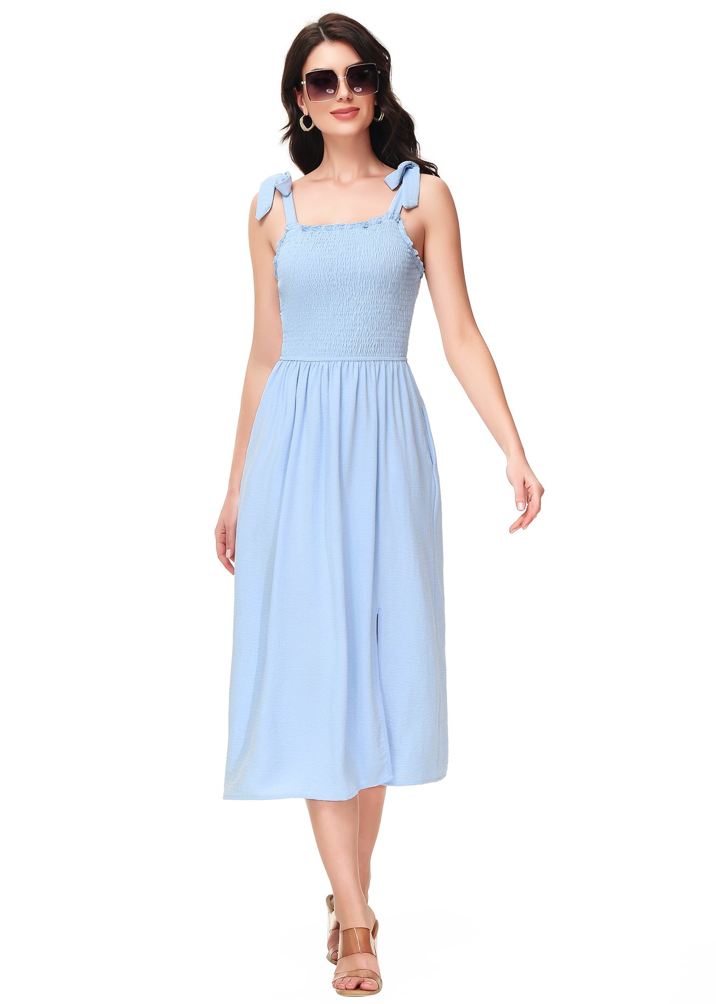Boho Summer Smocked Midi Dress